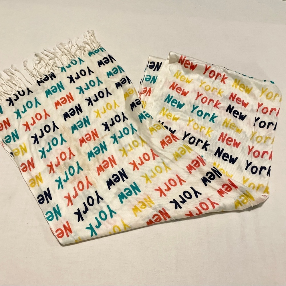 100% Cashmere New York Multi-Color Scarf with Fringe Soft & Cozy